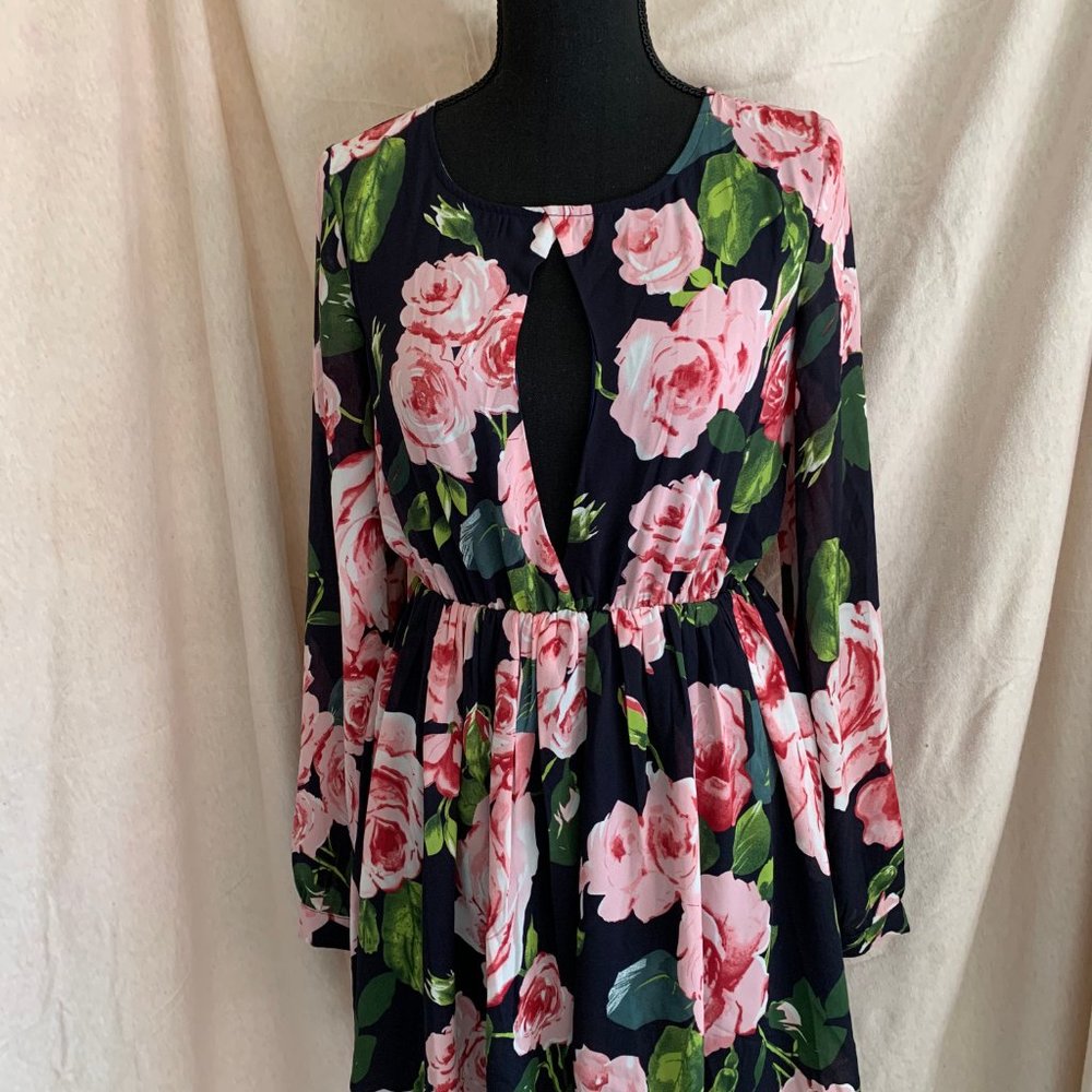 Floral Dress - Dark Blue/Pink